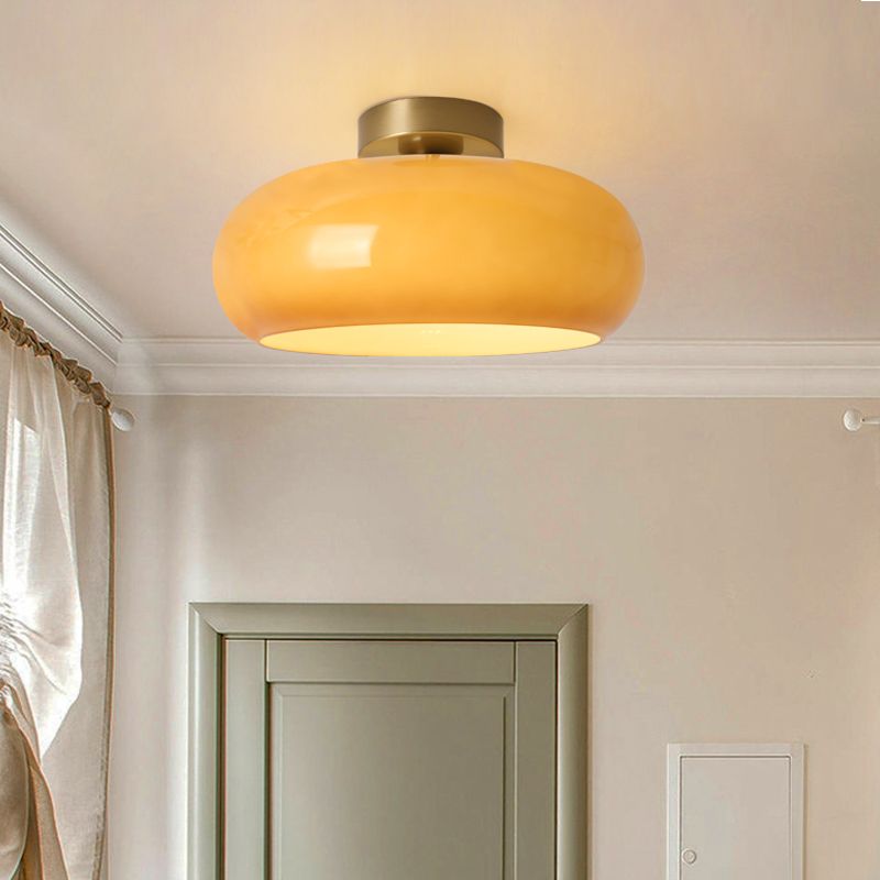 KYRO - Plafonnier Rond Moderne, Métal/Verre, Orange/Blanc.
