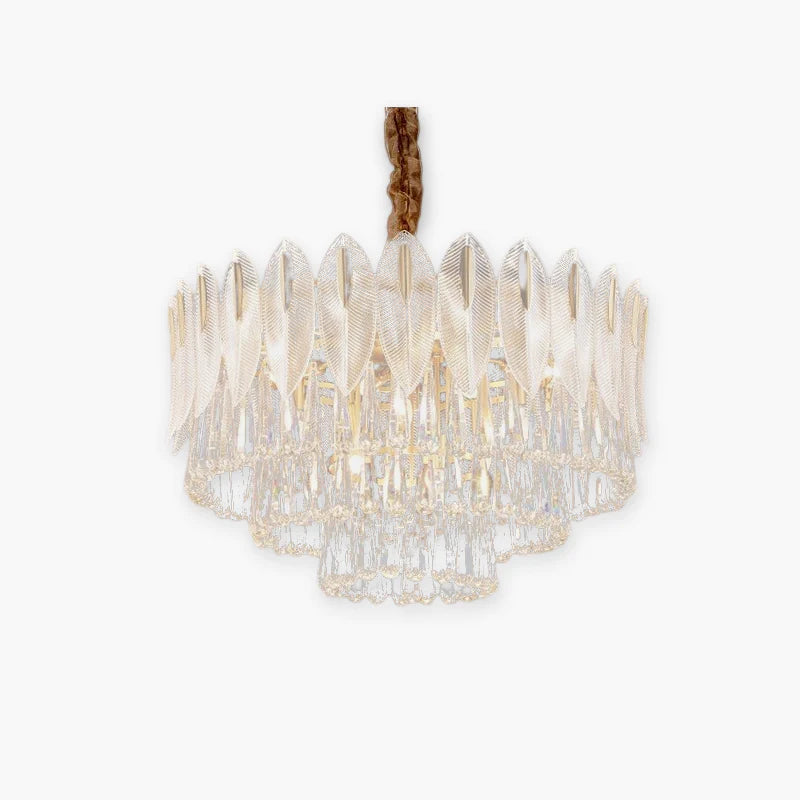 PADO - Lustre Plume Cristal, Métal/Cristal, Doré.