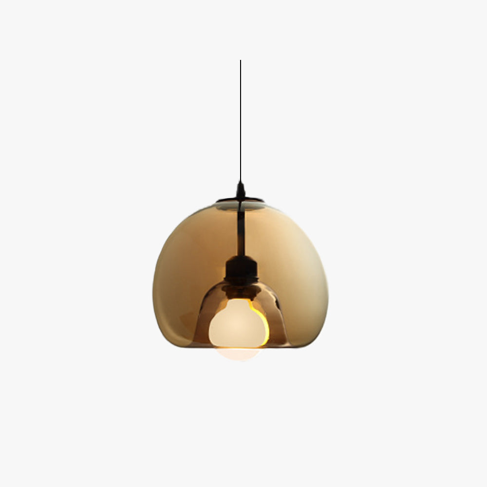 GOBA - Lustre Globe Moderne, Ambre/Gris, Verre.