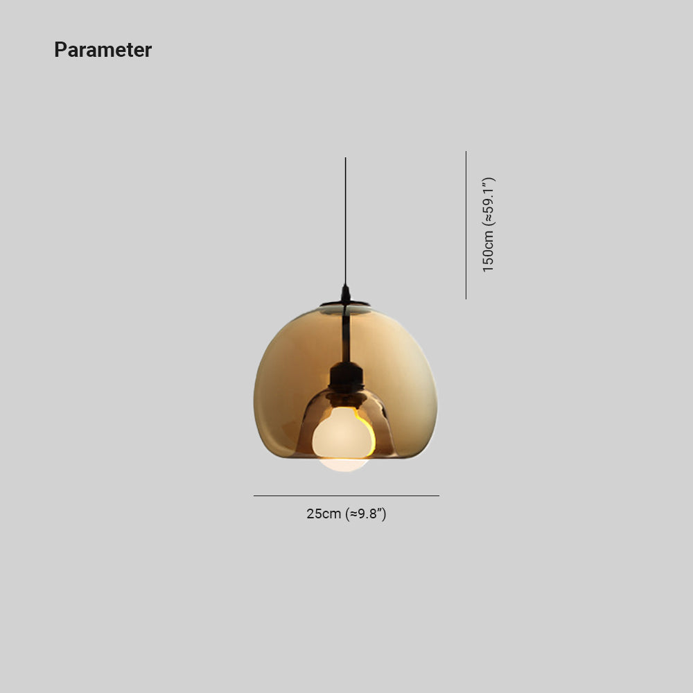 GOBA - Lustre Globe Moderne, Ambre/Gris, Verre.