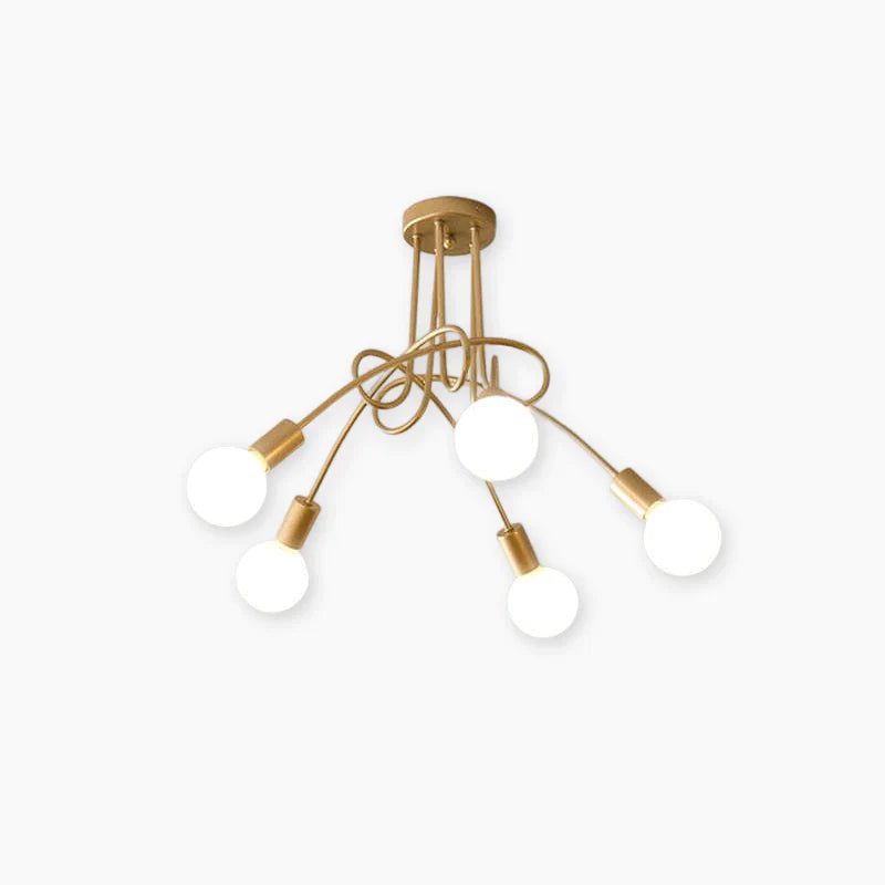 MELA - Plafonnier Moderne Bulle, Métal, Noir/Blanc/Doré.