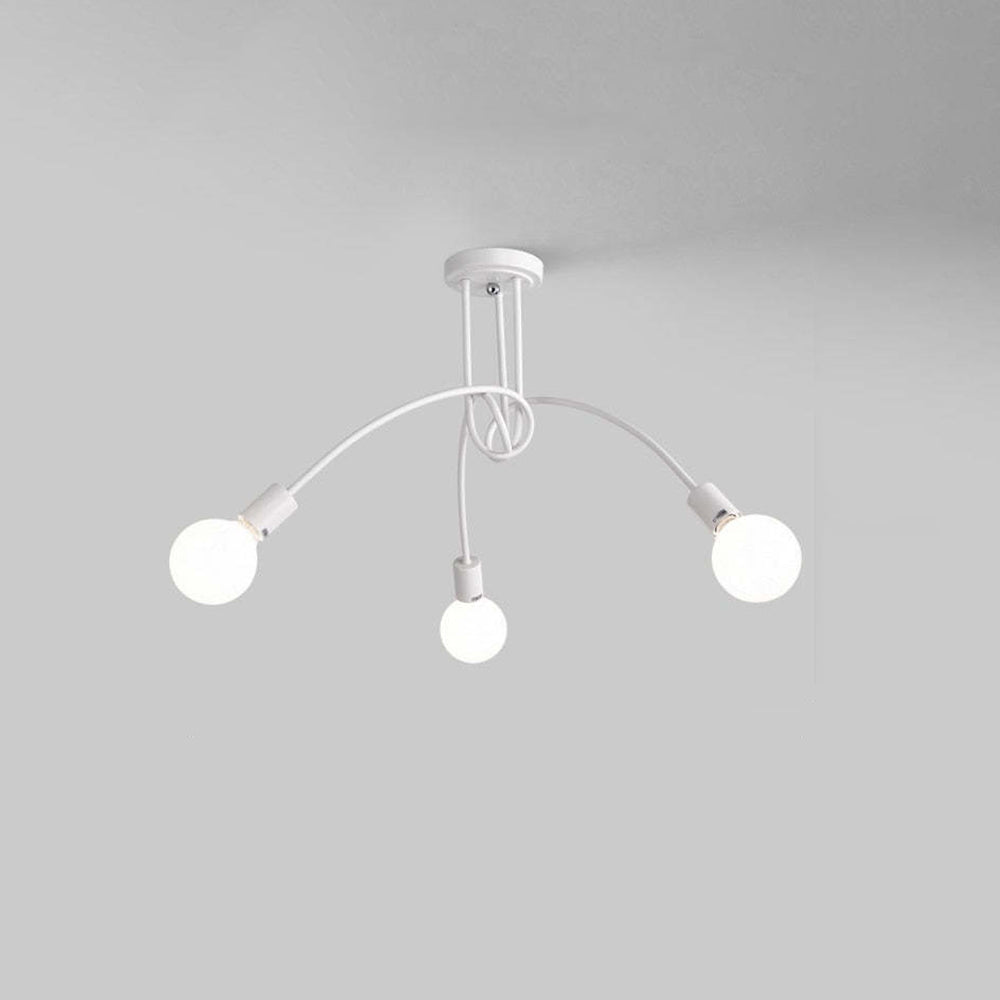 MELA - Plafonnier Moderne Bulle, Métal, Noir/Blanc/Doré.
