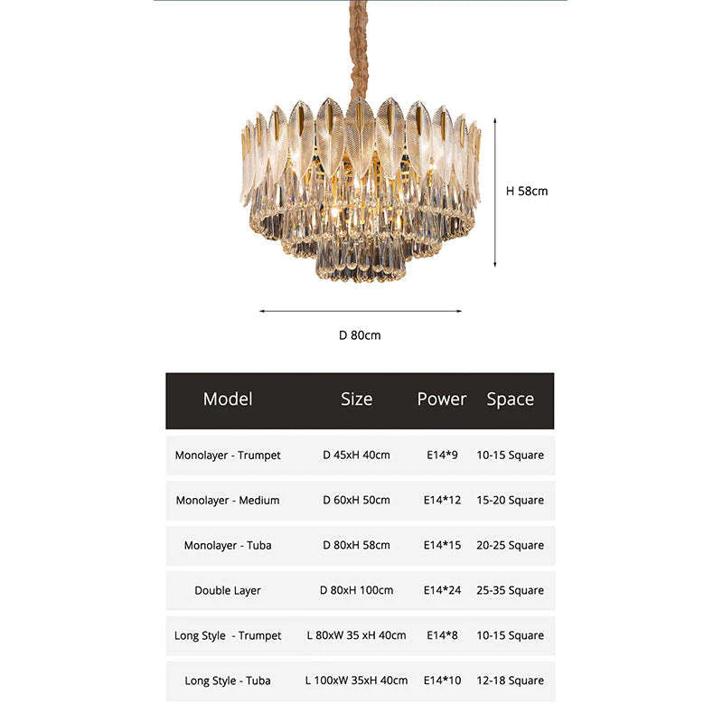 PADO - Lustre Plume Cristal, Métal/Cristal, Doré.