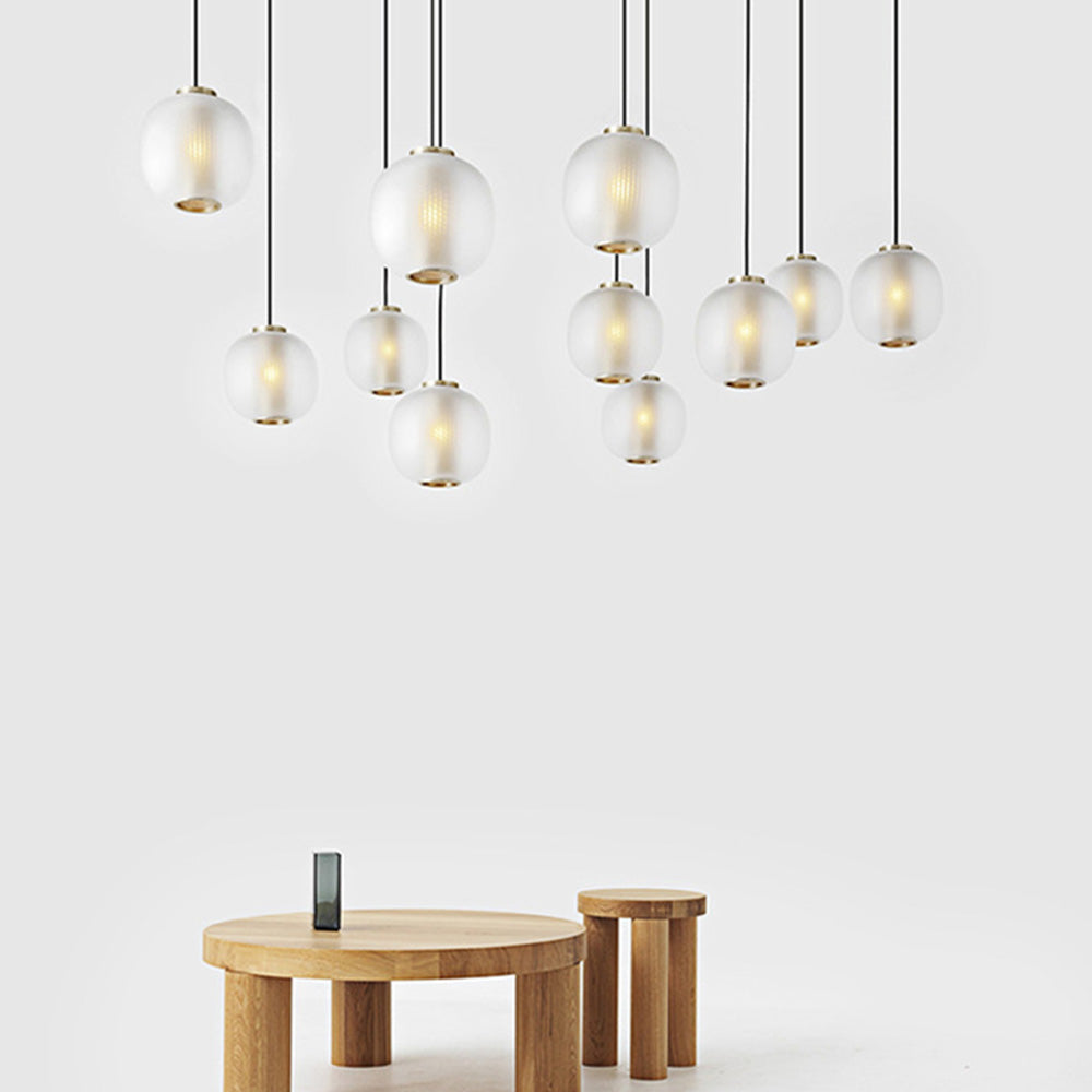 COYA - Luminaire Suspension Globe Moderne, Gris Fumé/Blanc