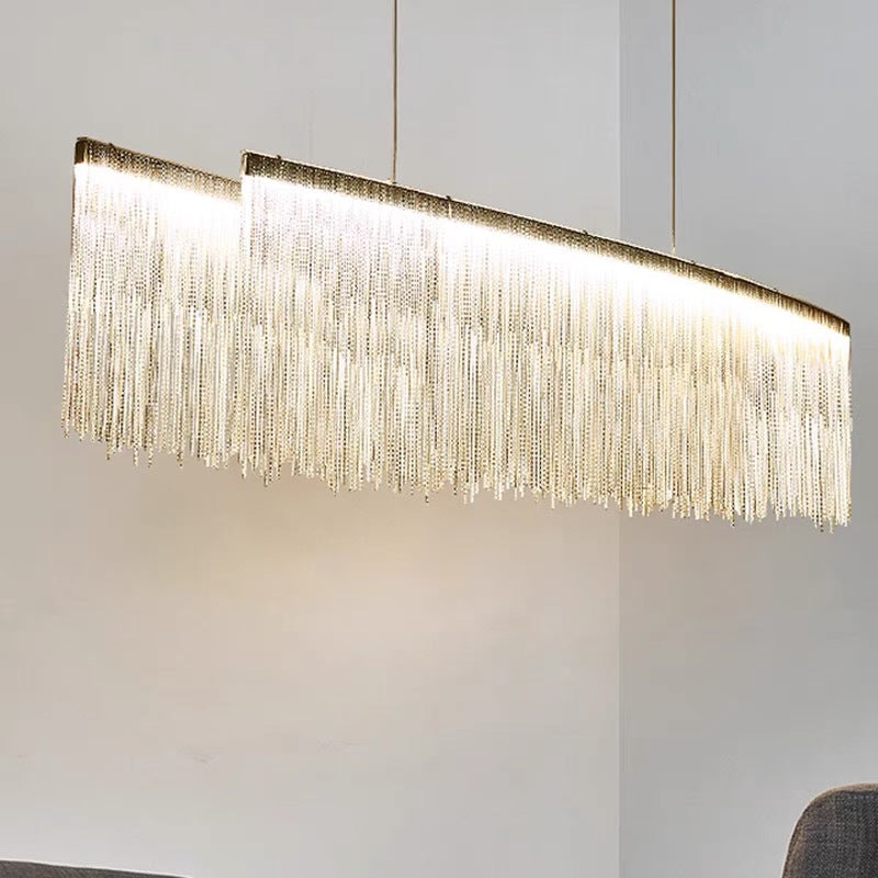FRAGA - Lustre Frange Moderne, Doré/Chrome.