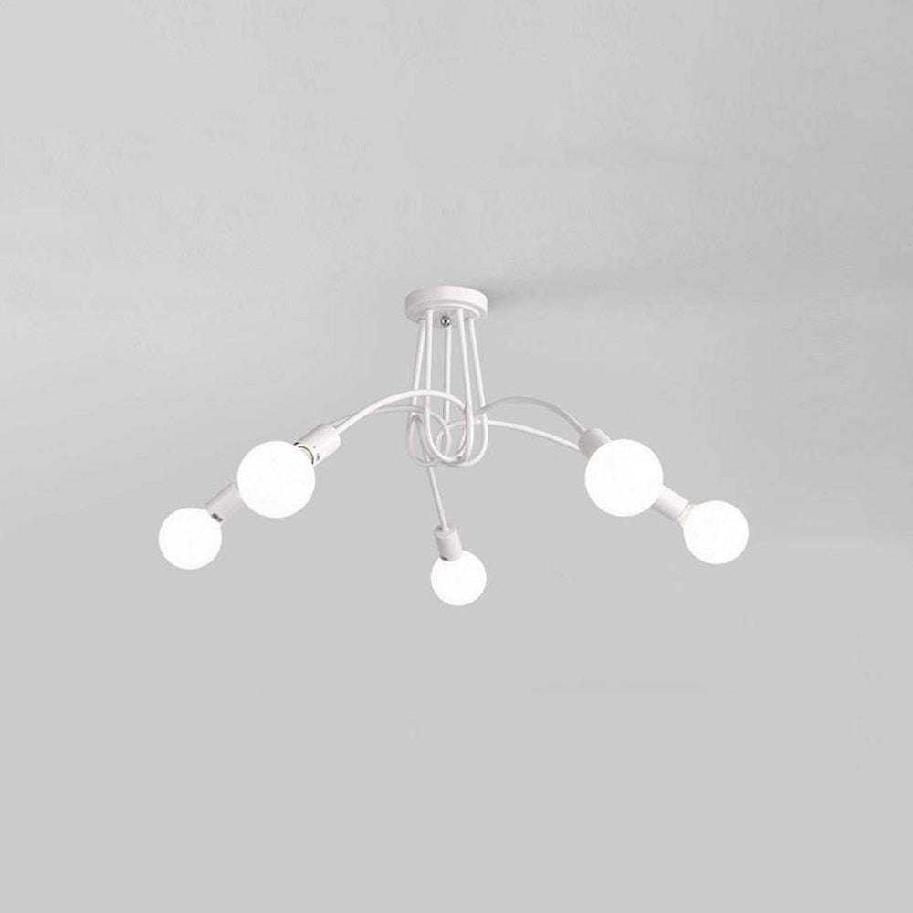 MELA - Plafonnier Moderne Bulle, Métal, Noir/Blanc/Doré.