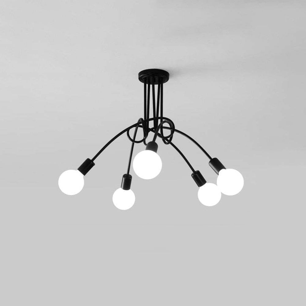 MELA - Plafonnier Moderne Bulle, Métal, Noir/Blanc/Doré.
