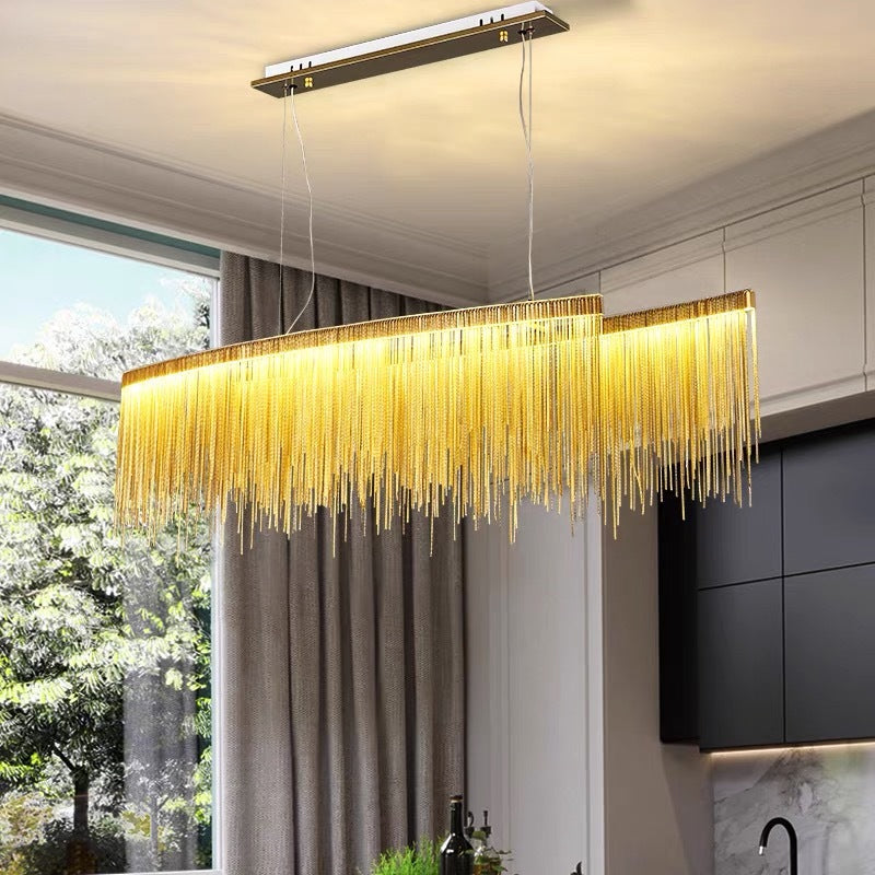 FRAGA - Lustre Frange Moderne, Doré/Chrome.