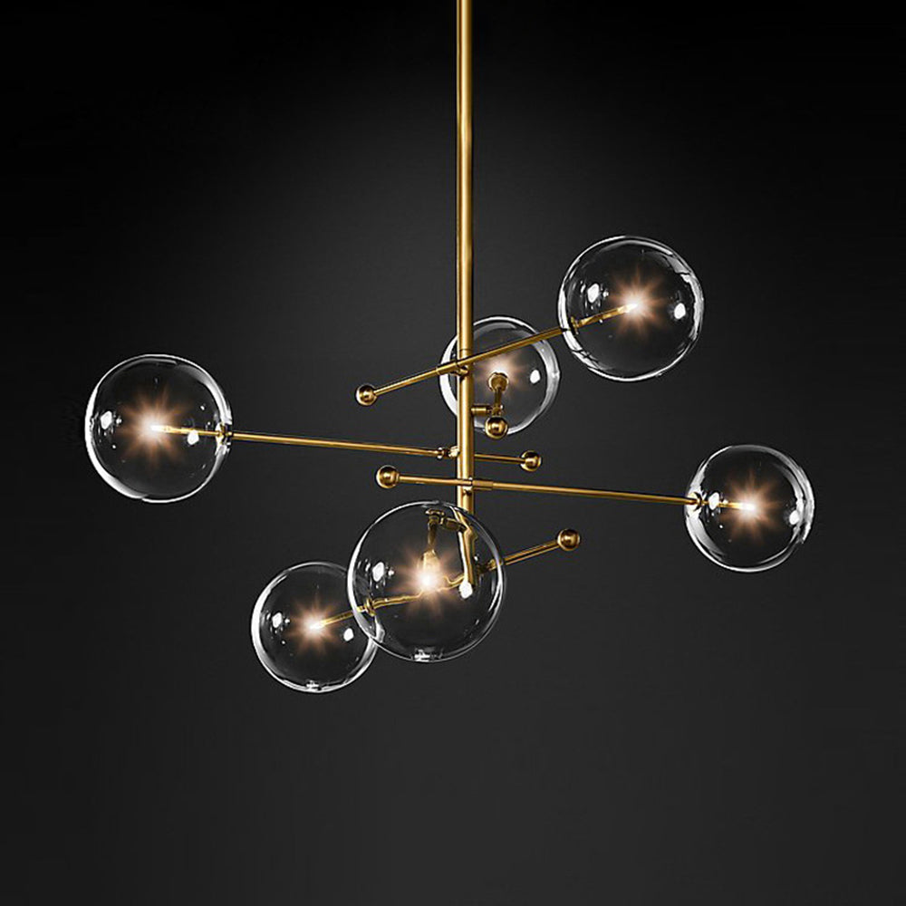 LOVA - Plafonnier Moderne Bulles, Métal/Verre, Noir/Doré.