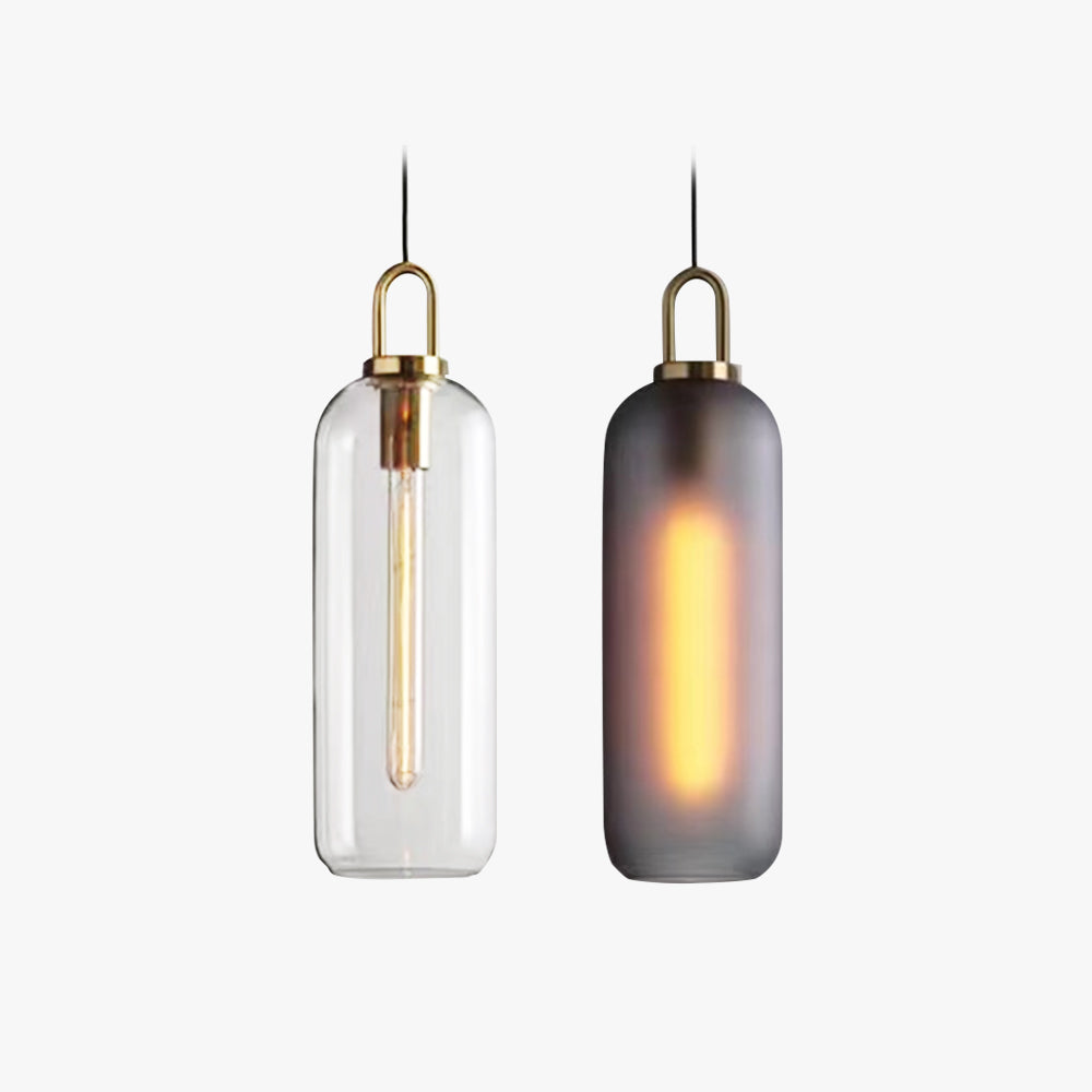 COBI - Luminaire Suspension Cylindre Moderne, Gris Fumé/Clair