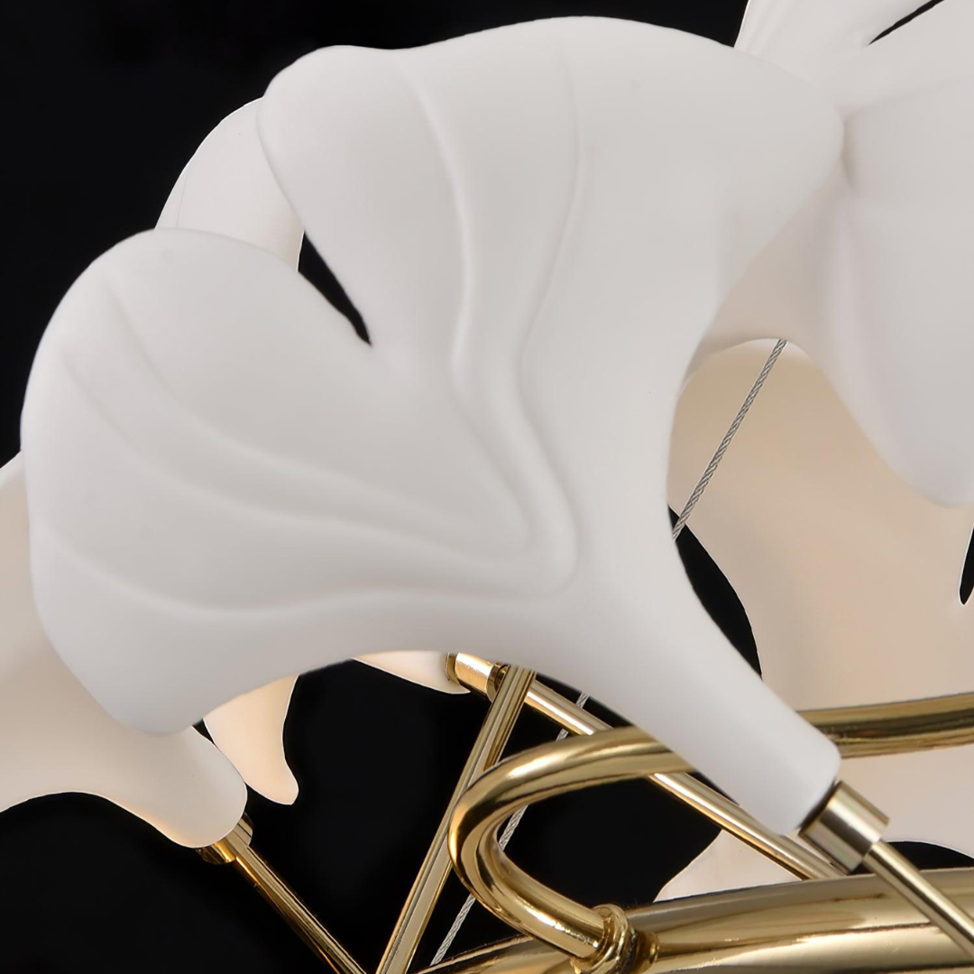 AMA - Lustre Fleur Moderne , Métal/Céramique, Blanc/Doré.
