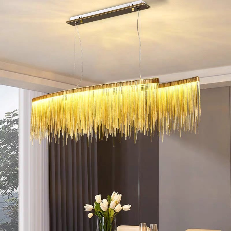 FRAGA - Lustre Frange Moderne, Doré/Chrome.