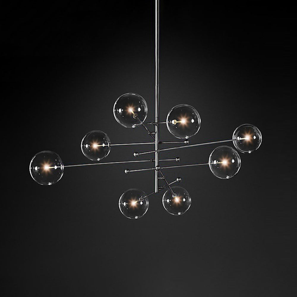 LOVA - Plafonnier Moderne Bulles, Métal/Verre, Noir/Doré.