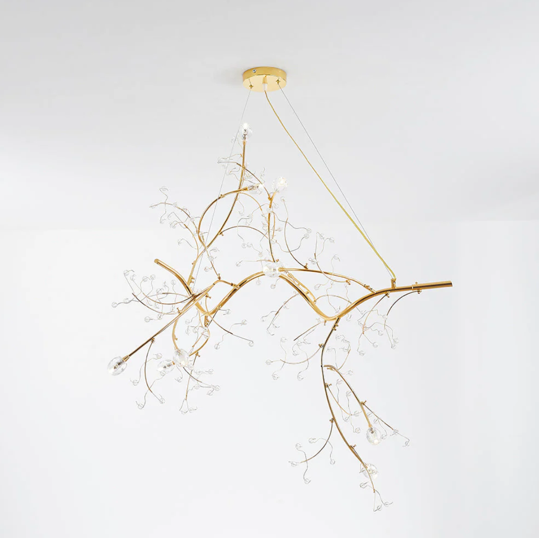 BOYA - Lustre Suspendu Art Moderne, Doré/Argent, Métal/Verre.
