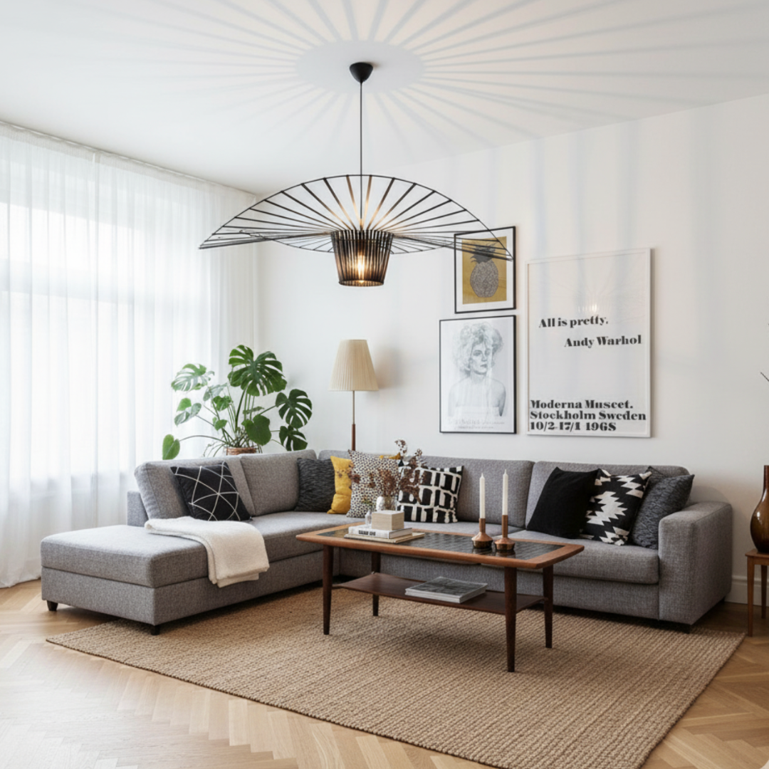 VERTIGO - Luminaire Suspension Moderne, Noir/Blanc/Doré/Marron