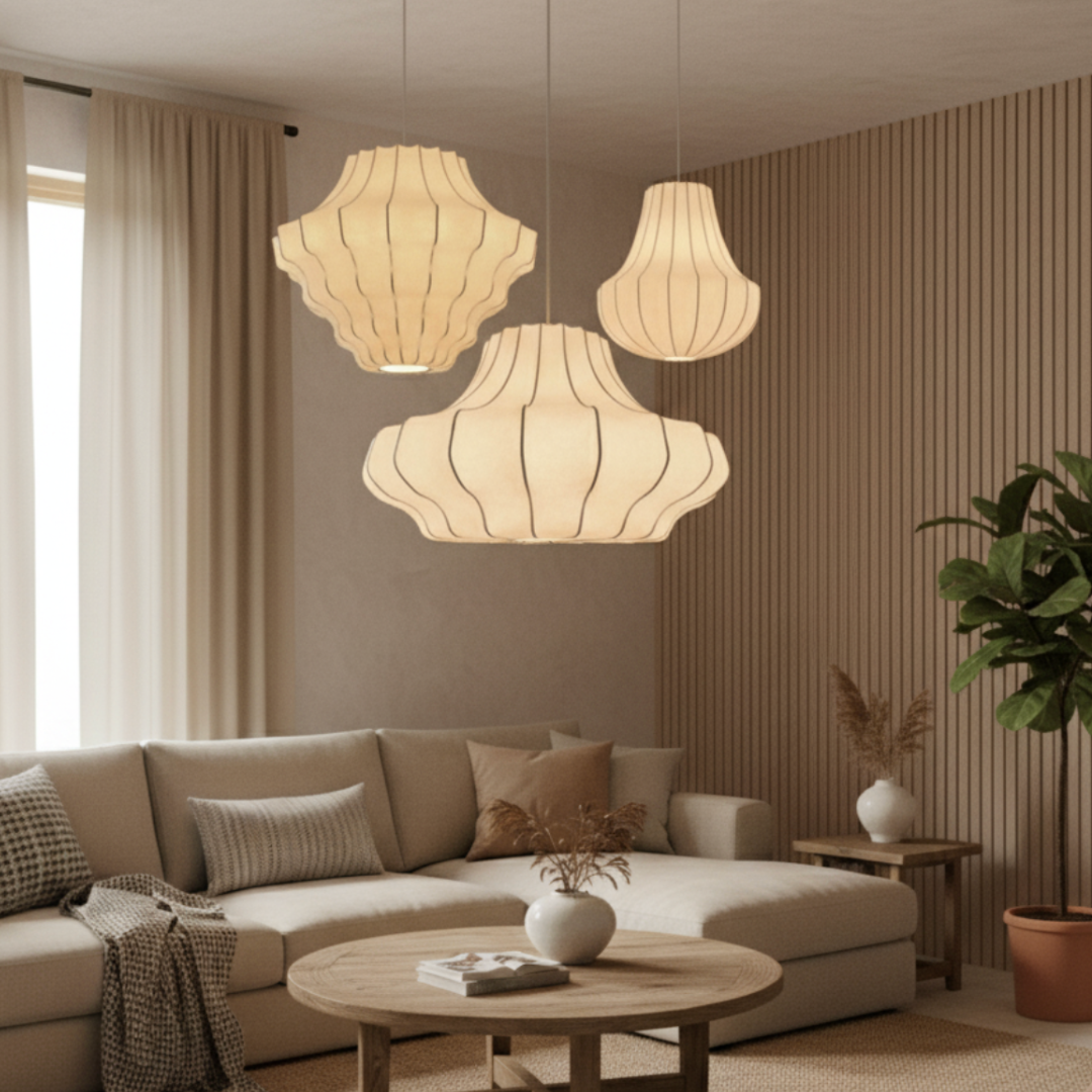 AYA - Lustre Suspension Wabi Sabi, Soie Blanc
