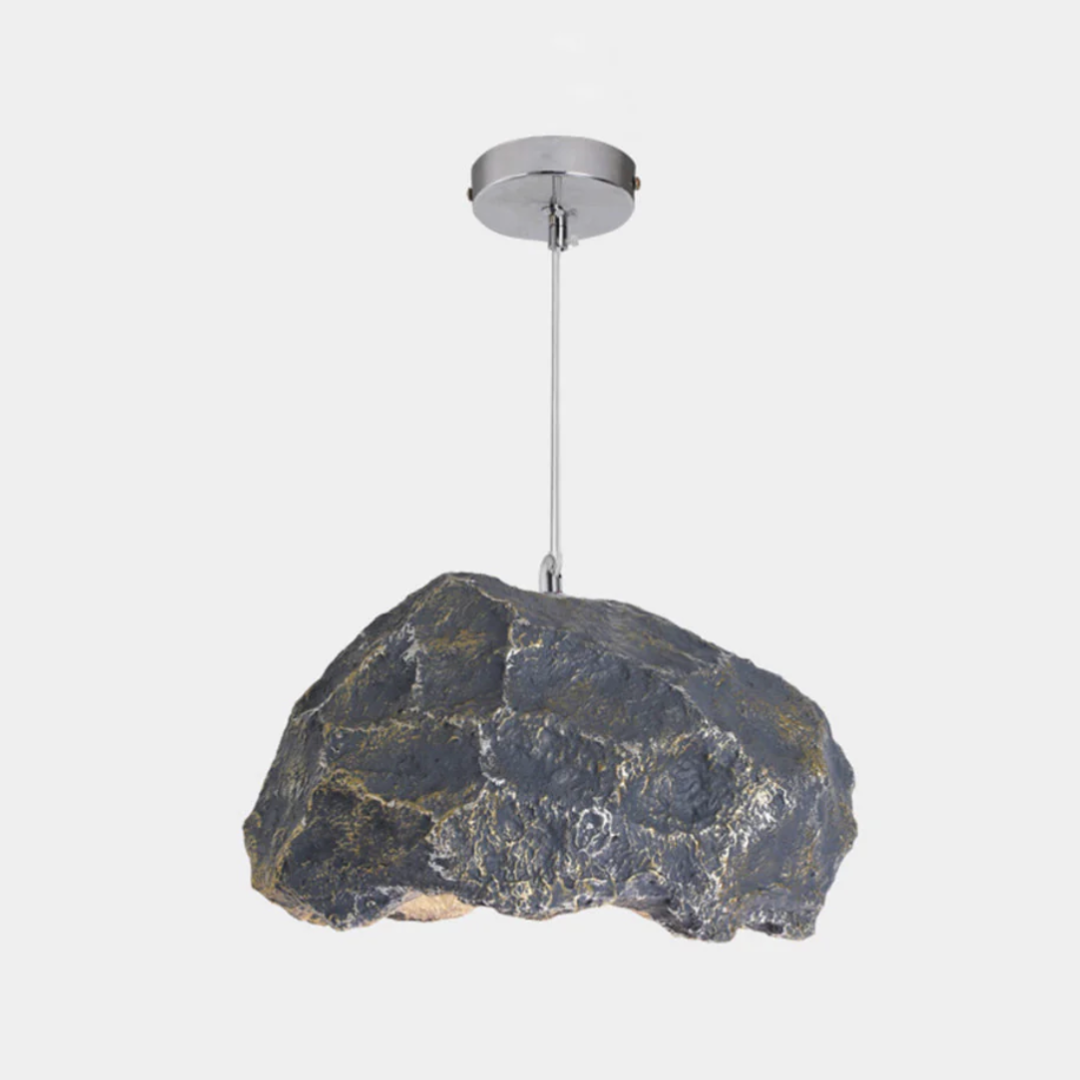 ROCA - Luminaire Suspension Wabi Sabi Naturelle, Roche, Gris/Noir.