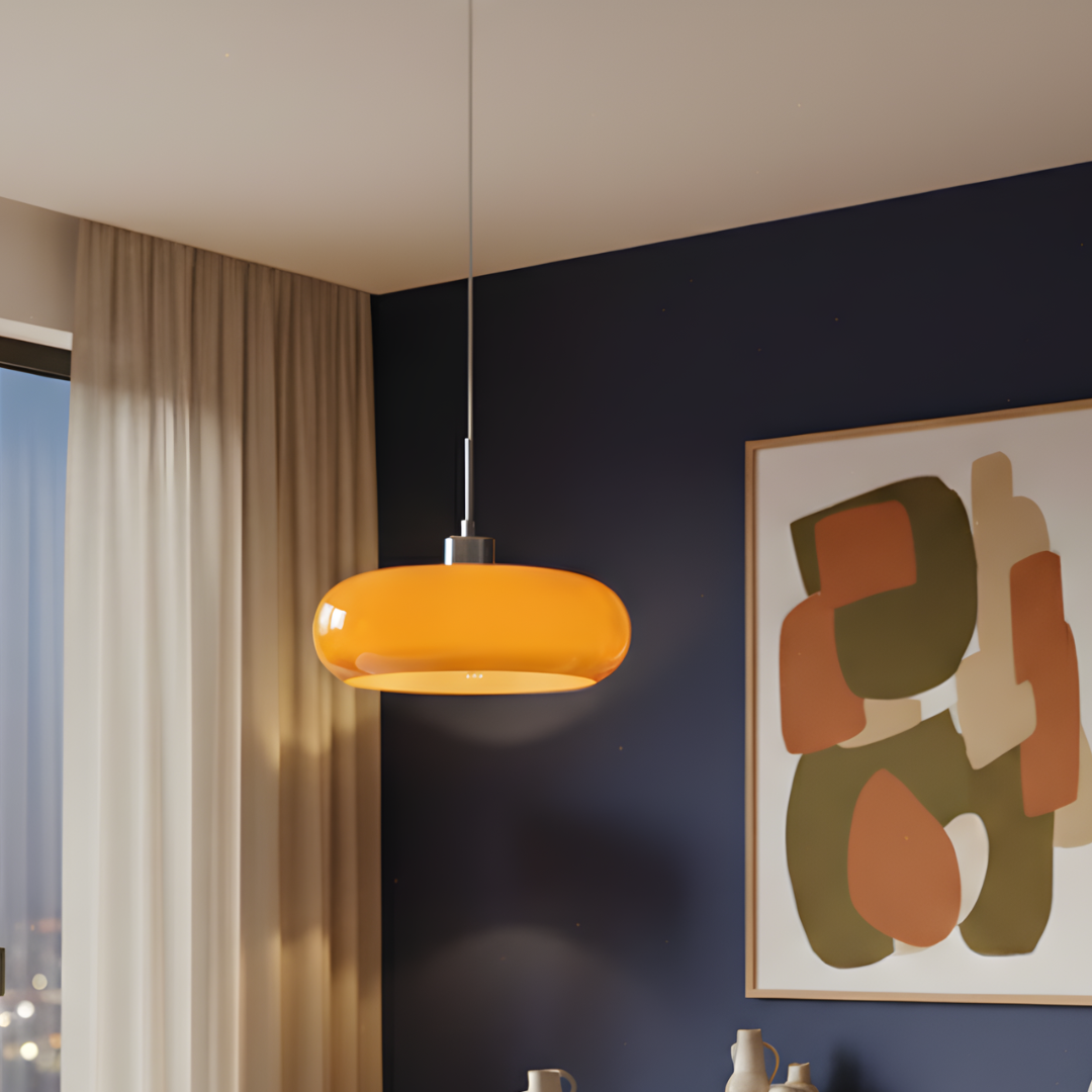 BAYA - Suspension Dôme Nordique, Blanc/Orange