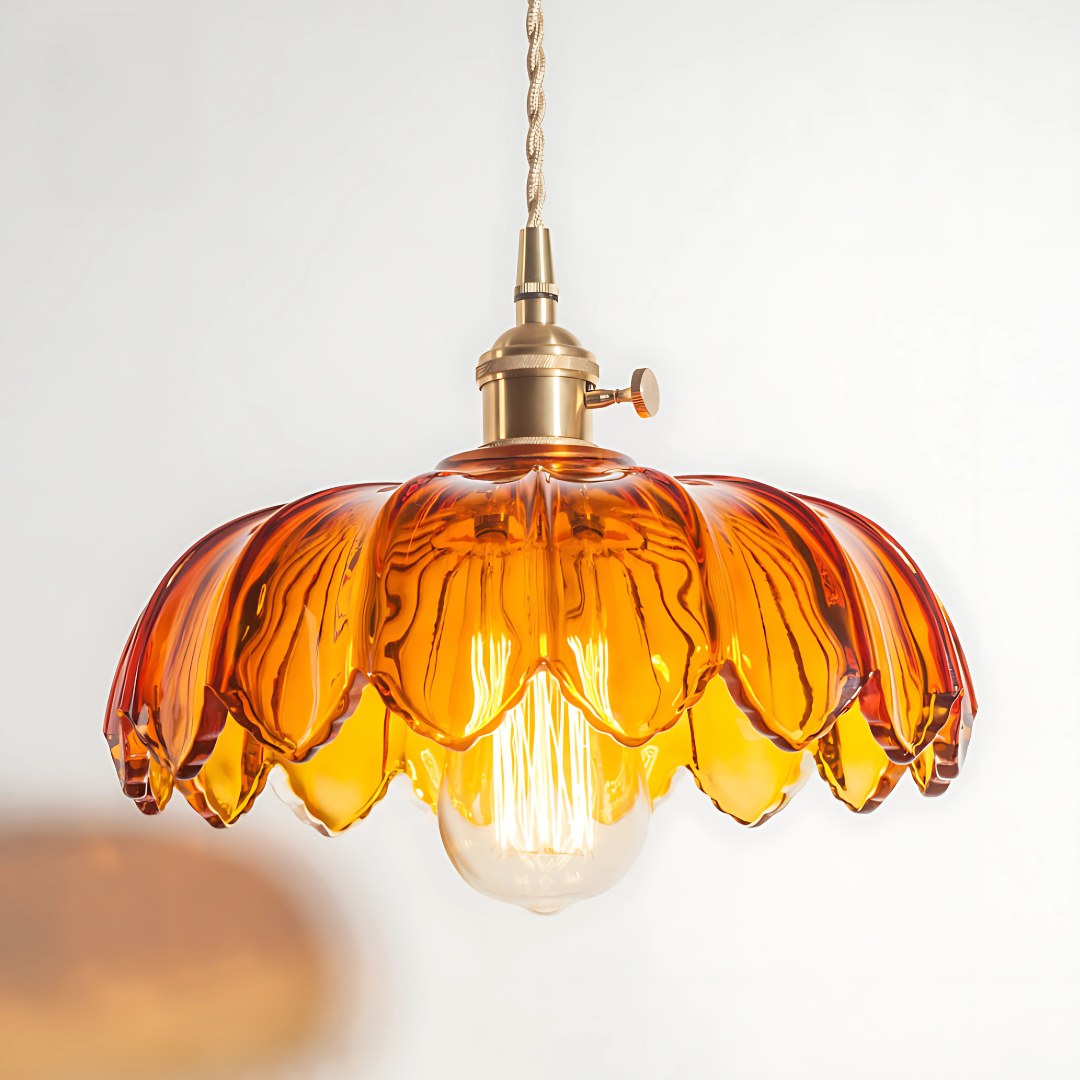 LILA - Suspension Fleur Vintage, Ambre/Bleu/Vert/Blanc/Transparent
