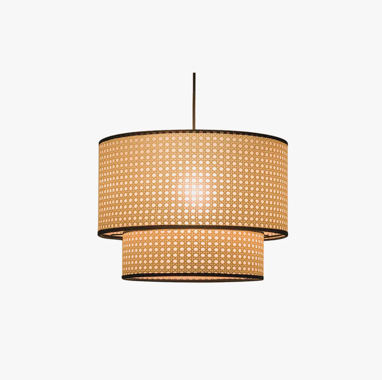 KOVA - Suspension Cylindre Moderne, Noir/Rotin