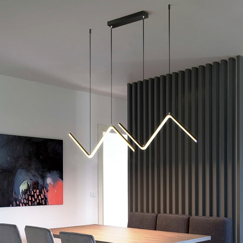 VALA - Luminaire Suspendu Vague Moderne, Métal, Noir/doré