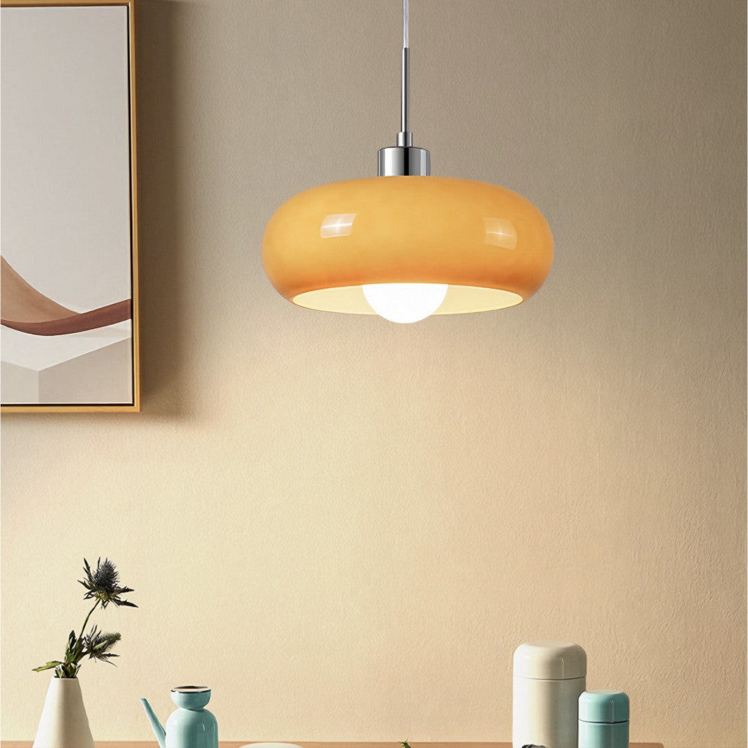 BAYA - Suspension Dôme Nordique, Blanc/Orange