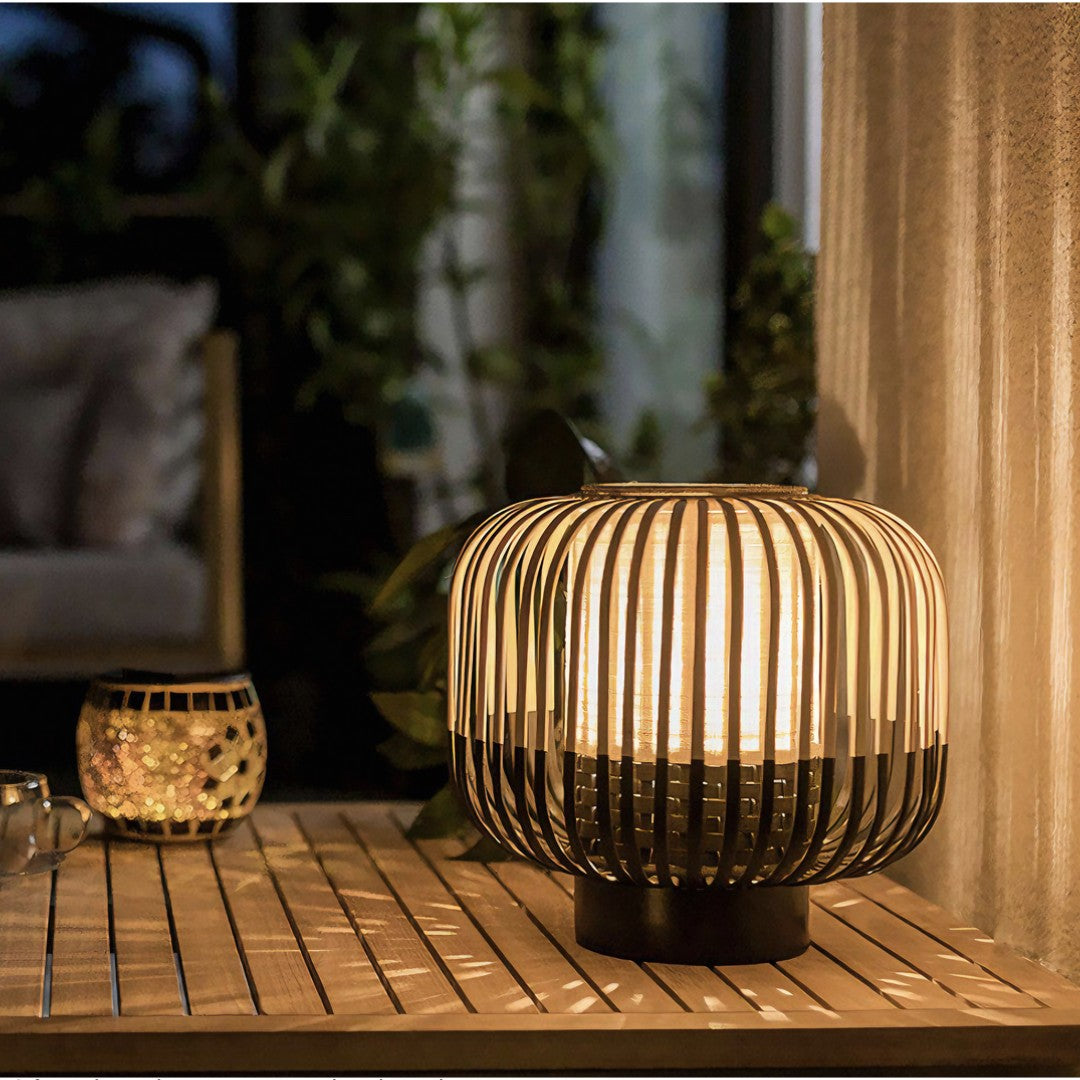 LANA - Lanterne Extérieur LED Bambou, Noir/Blanc