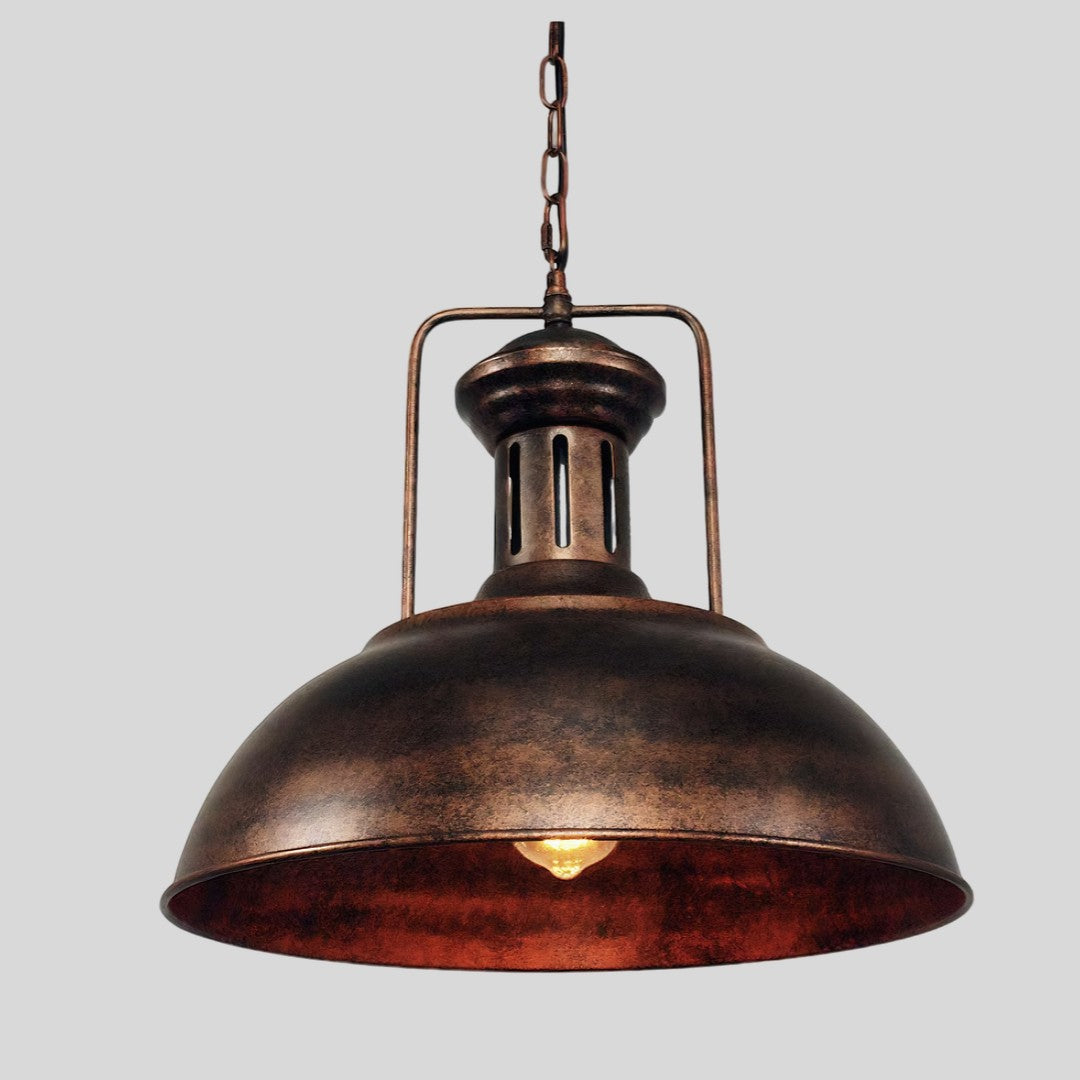 DOMI - Luminaire Suspension Dôme Industrielle, Noir/Blanc/Rouille