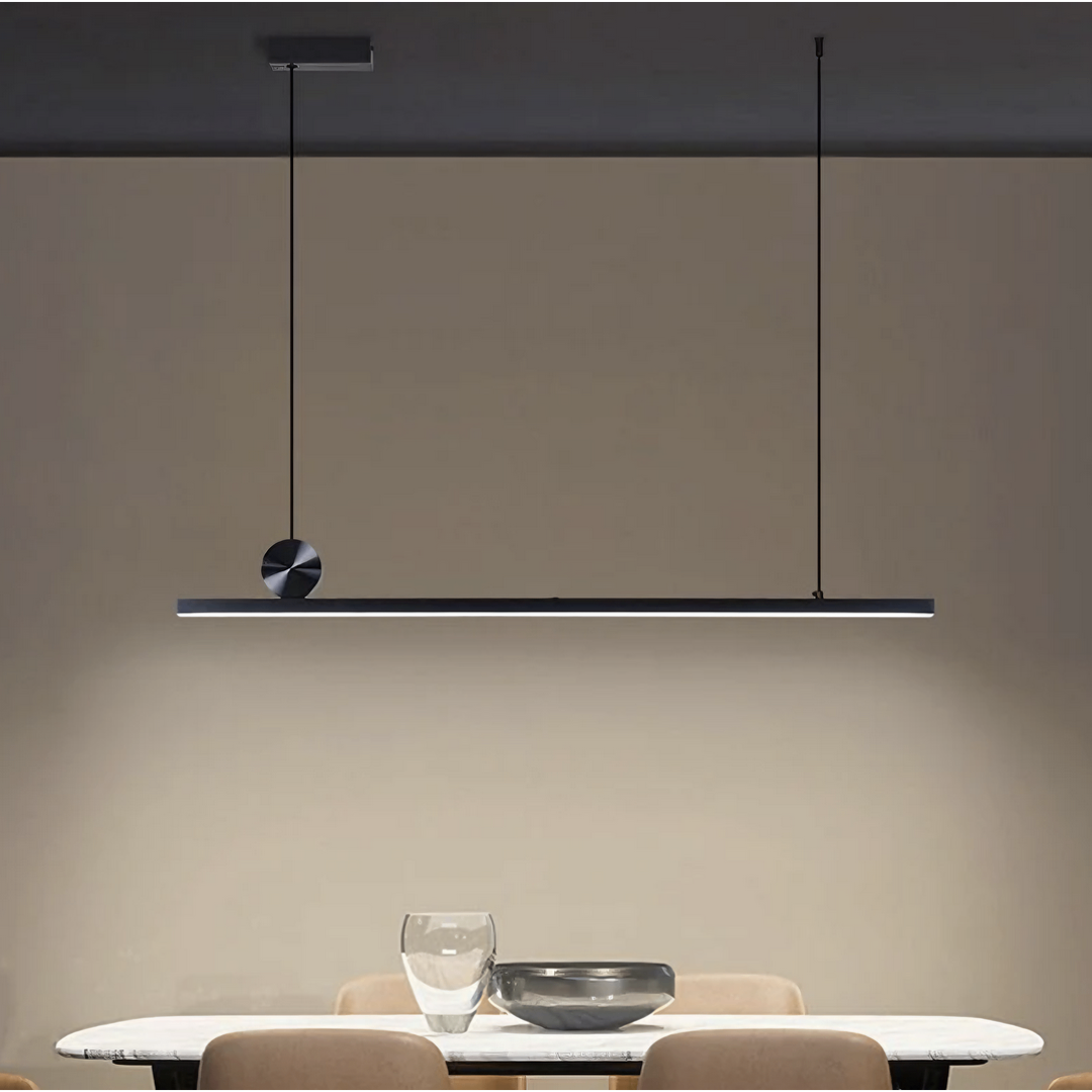 LUNI - Luminaire Suspension LED Linéaire Moderne, Noir/Doré