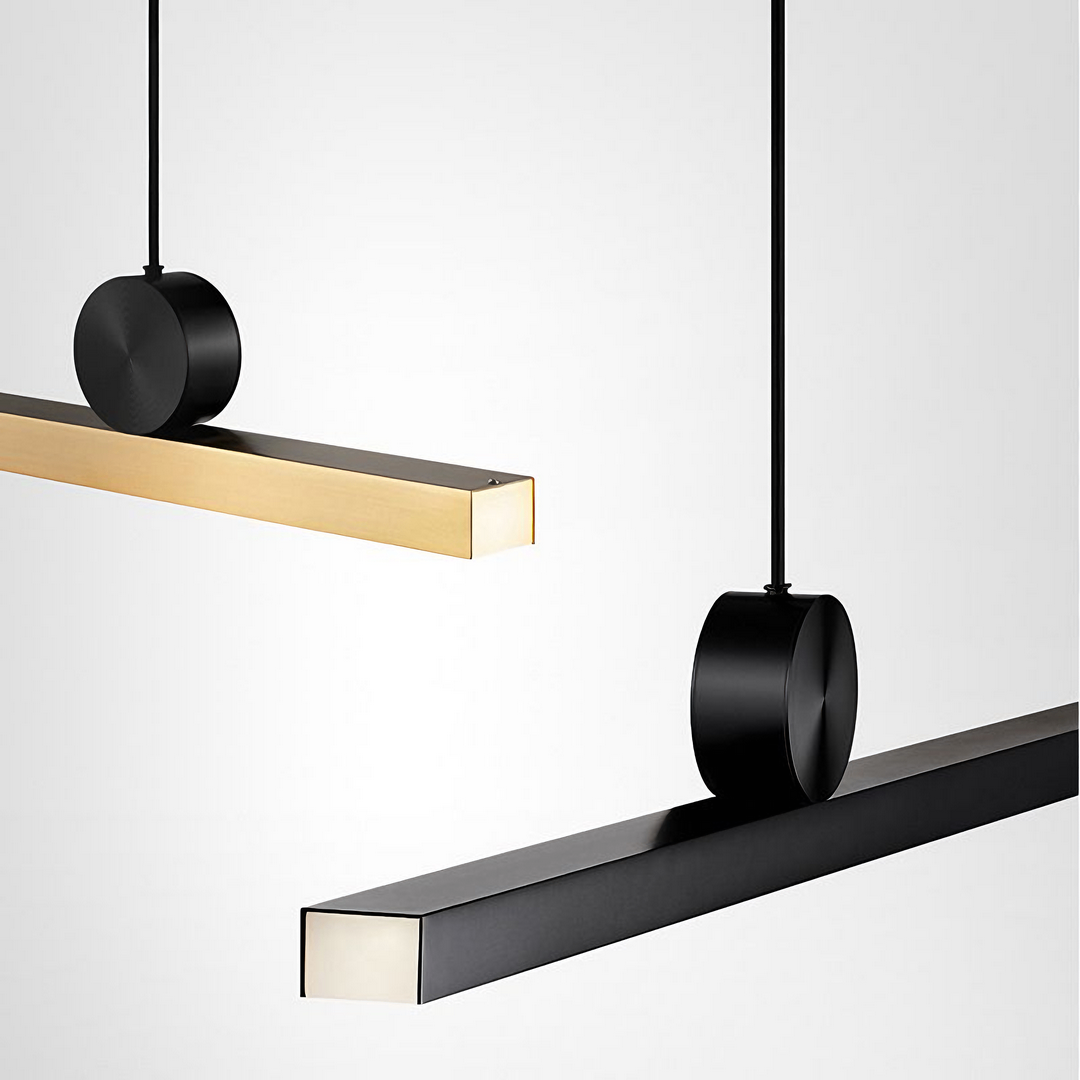 LUNI - Luminaire Suspension LED Linéaire Moderne, Noir/Doré