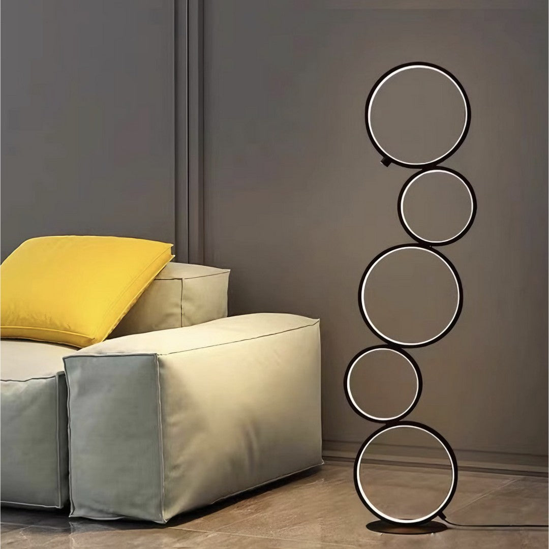 ZARO - Lampadaire Rond Moderne, Noir/Blanc
