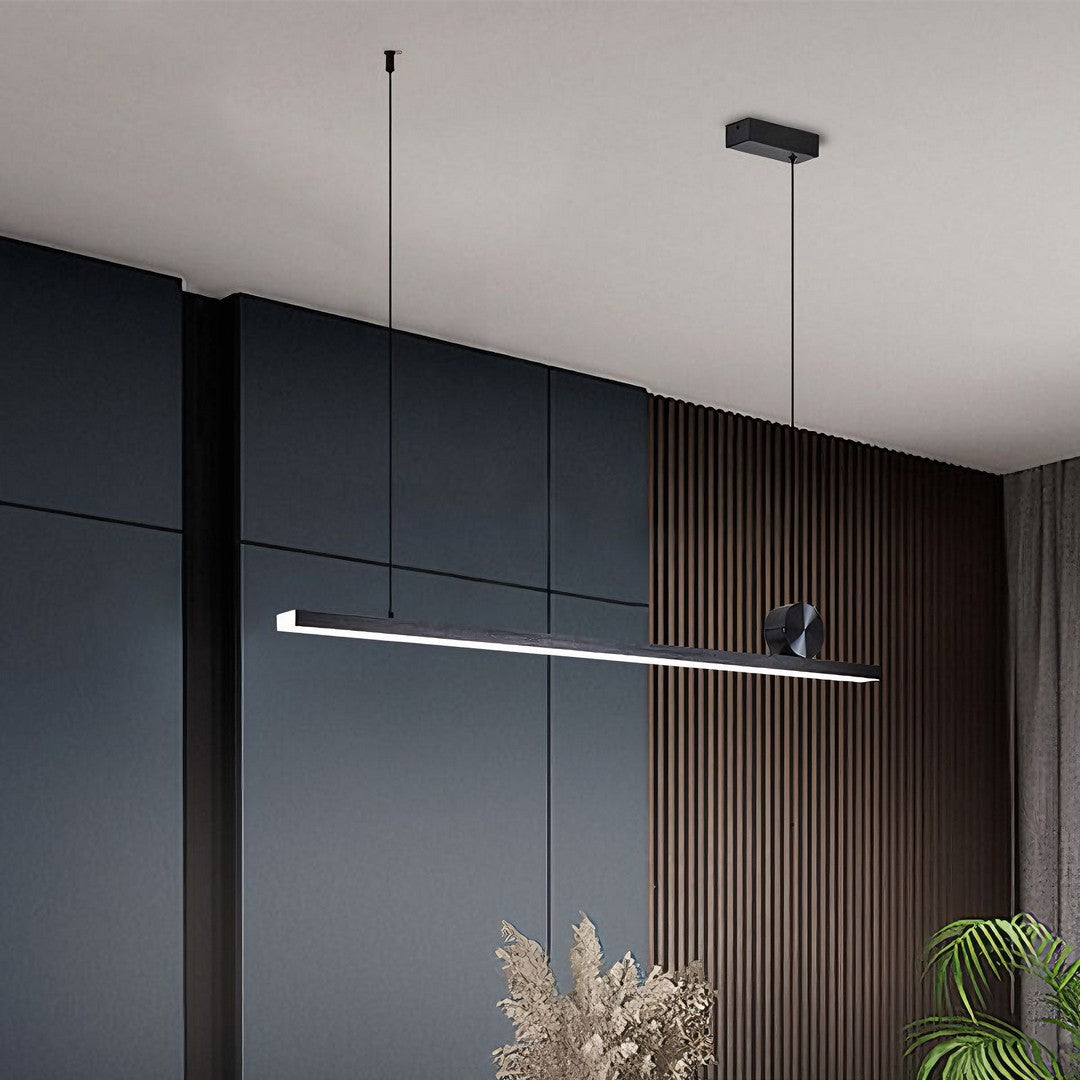 LUNI - Luminaire Suspension LED Linéaire Moderne, Noir/Doré