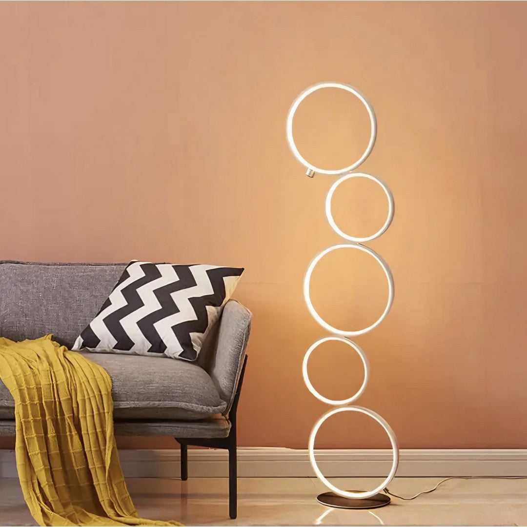 ZARO - Lampadaire Rond Moderne, Noir/Blanc