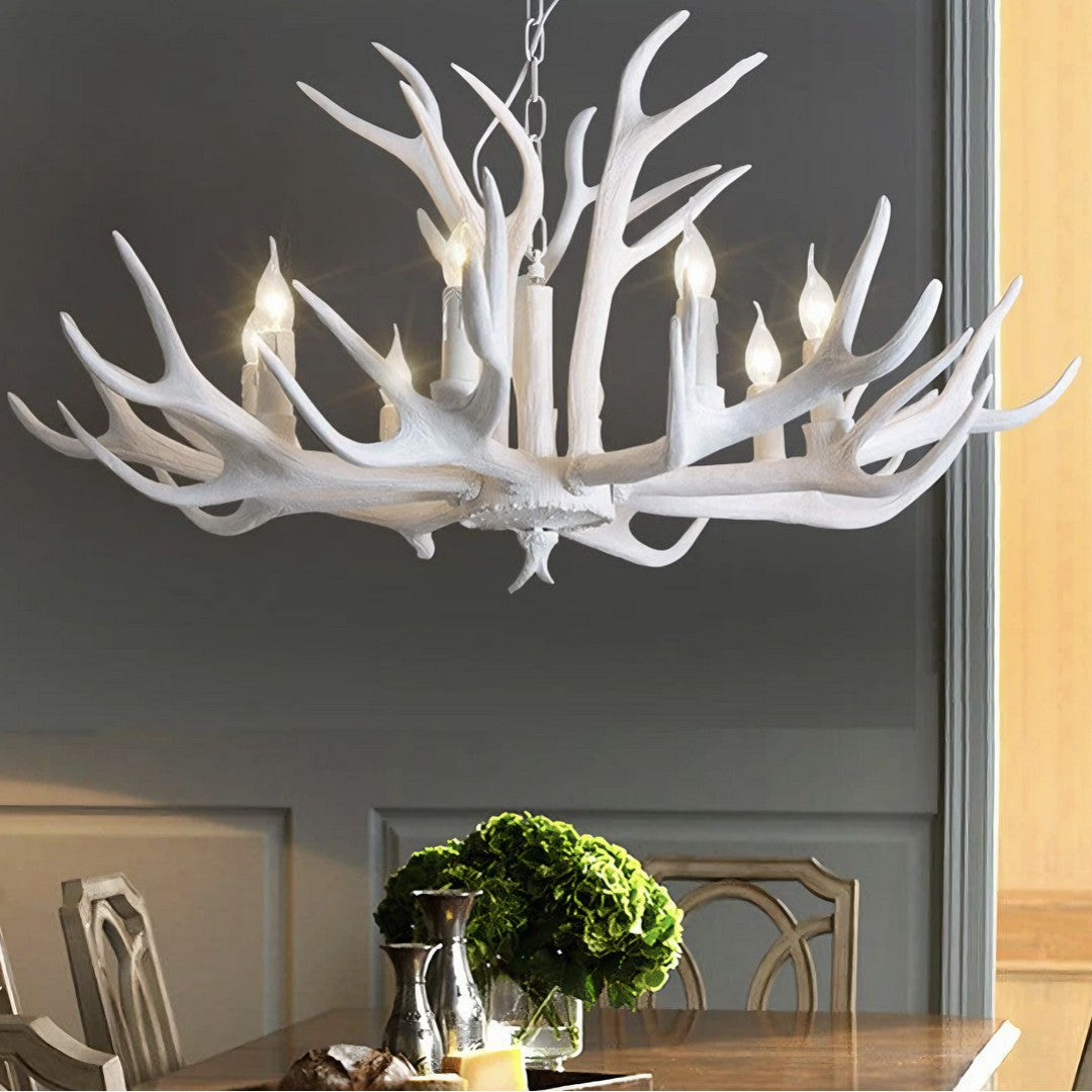 EDEN - Lustre Bois Vintage, Blanc/Marron, Métal/Résine.