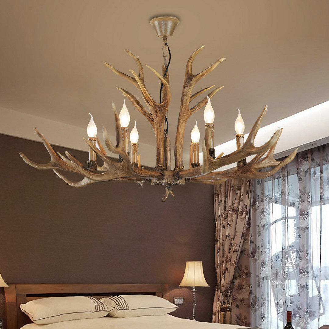 EDEN - Lustre Bois Vintage, Blanc/Marron, Métal/Résine.