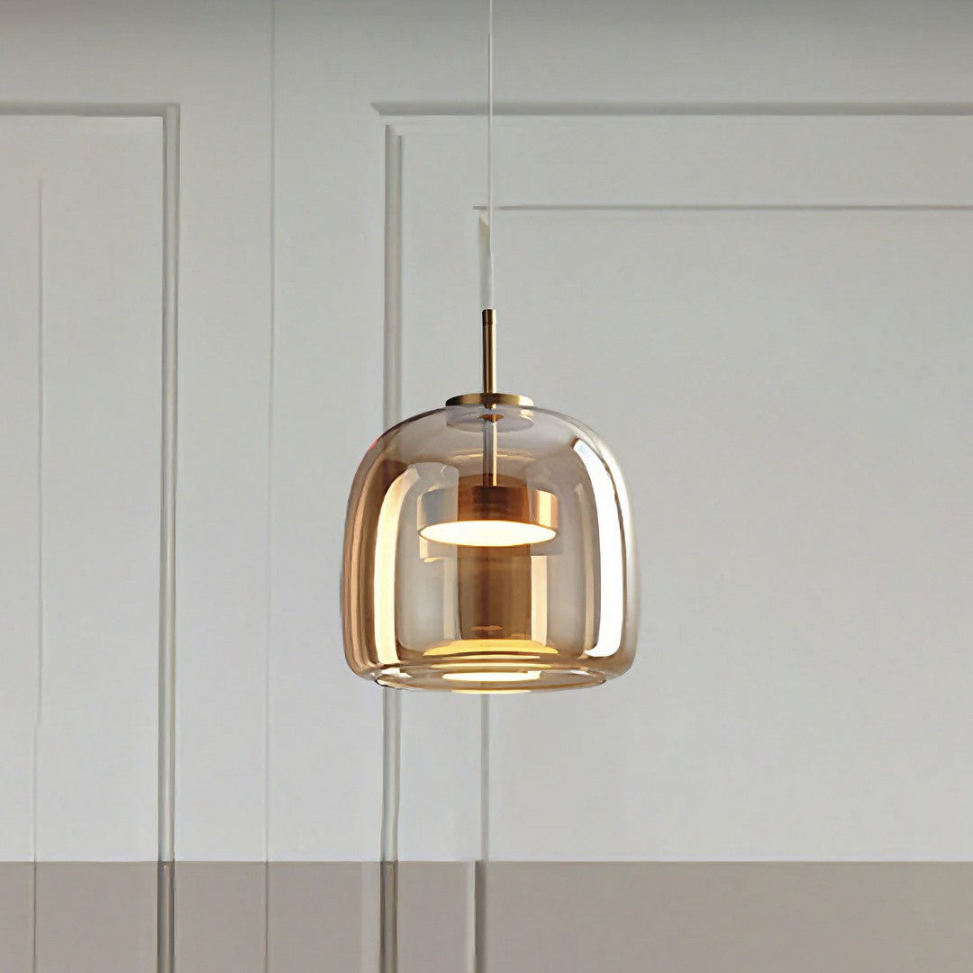 VITRA - Lustre Suspension Cylindre Moderne, Claire/Grise Fumée/Ambre