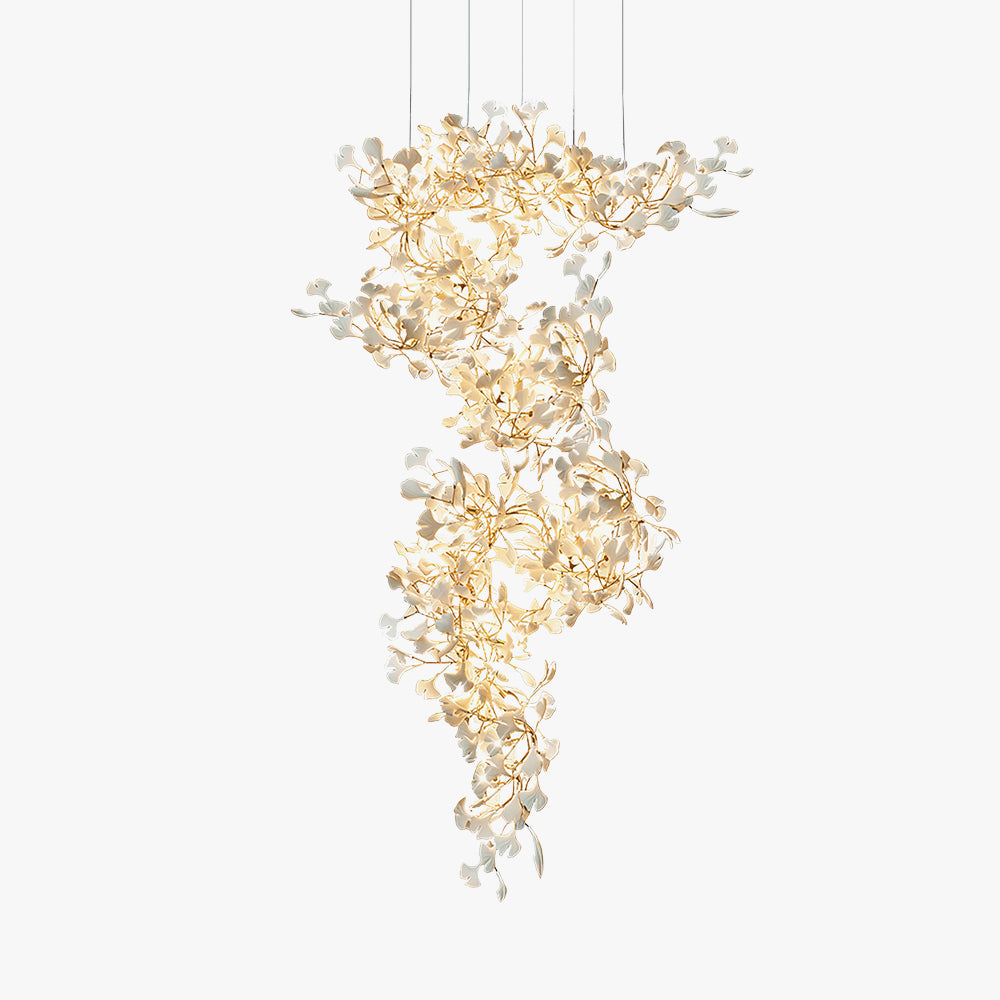 ÉLÉA - Lustre Suspendu Fleur Moderne, Métal/Céramique, Doré.