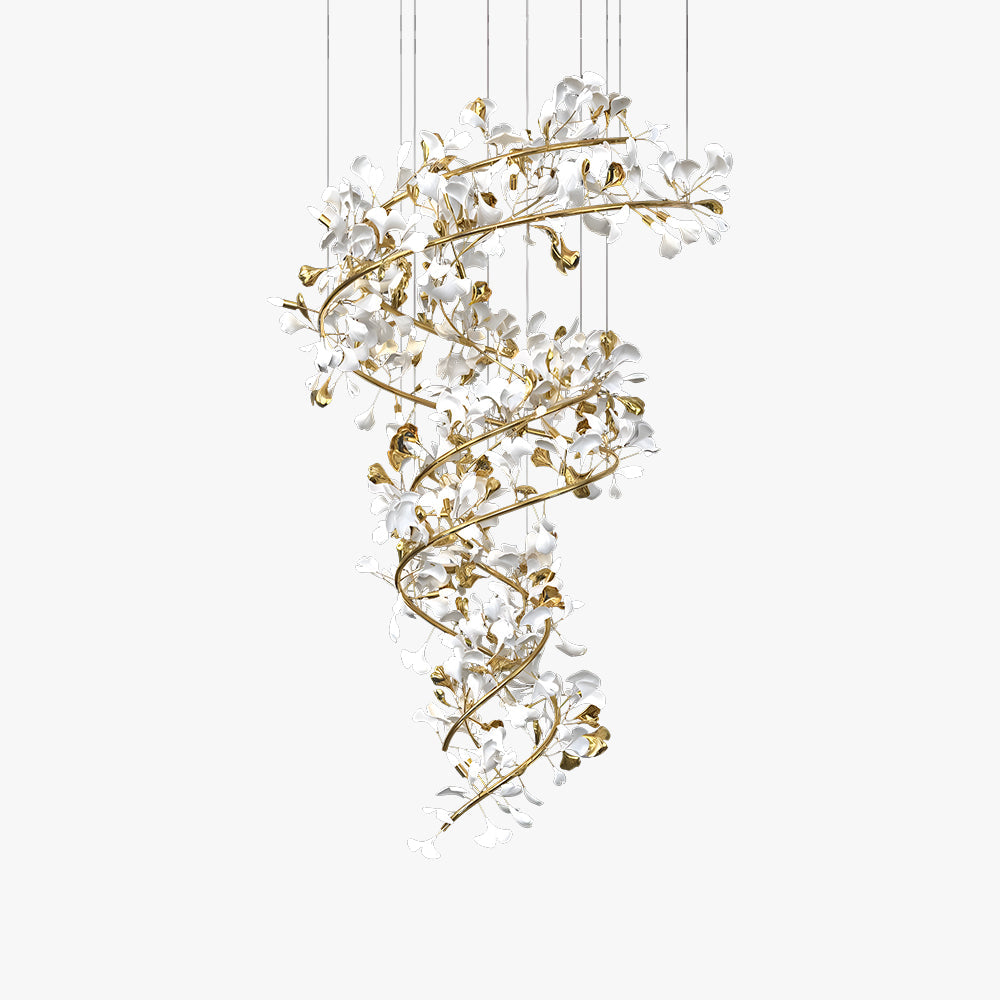 AMA - Lustre Fleur Moderne , Métal/Céramique, Blanc/Doré.