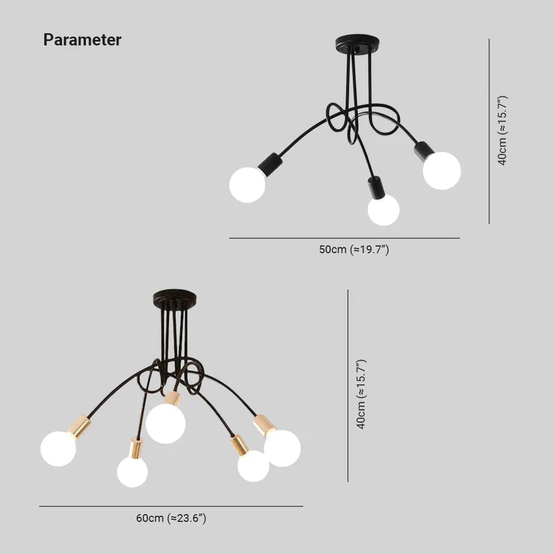MELA - Plafonnier Moderne Bulle, Métal, Noir/Blanc/Doré.