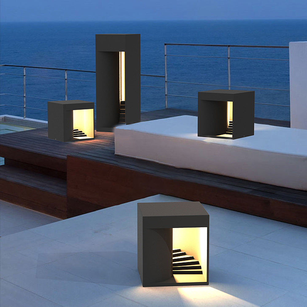 NOXA - Lampadaire Extérieur Solaire Cube Simple, Noir