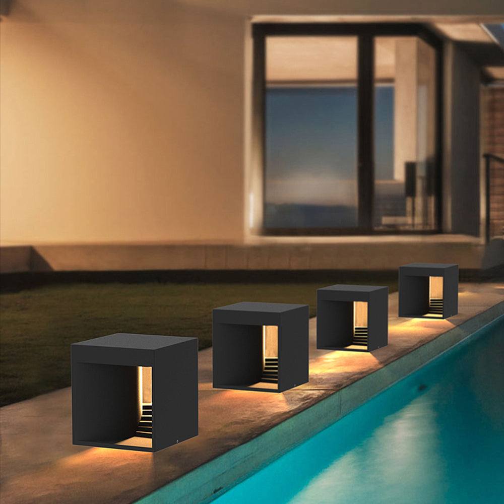 NOXA - Lampadaire Extérieur Solaire Cube Simple, Noir