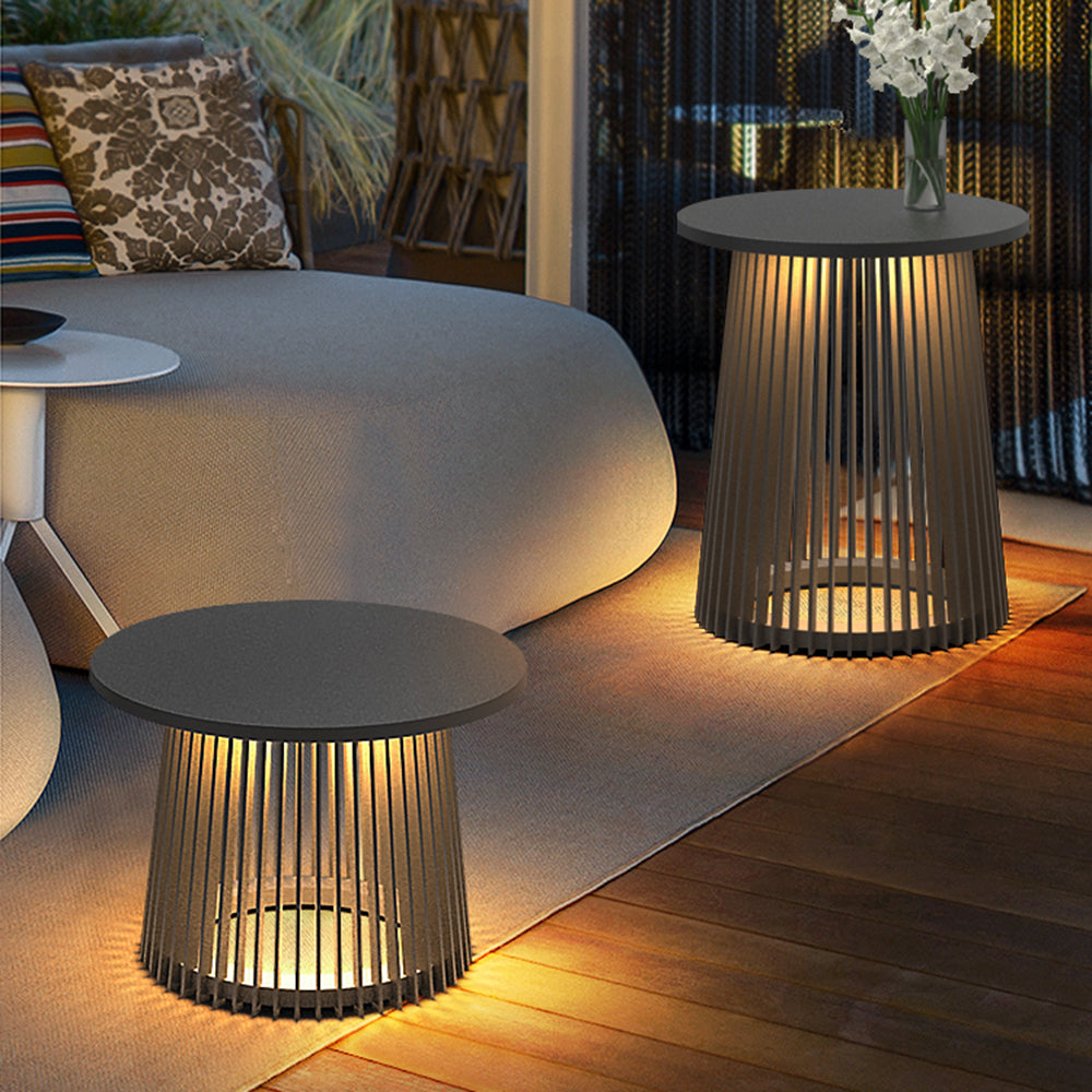 MÉJA - Eclairage Extérieur Solaire Table Cylindre Moderne, Noir