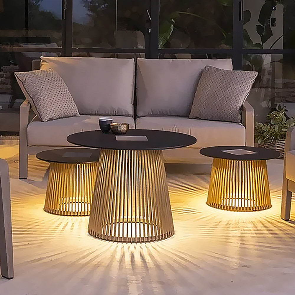 MÉJA - Eclairage Extérieur Solaire Table Cylindre Moderne, Noir