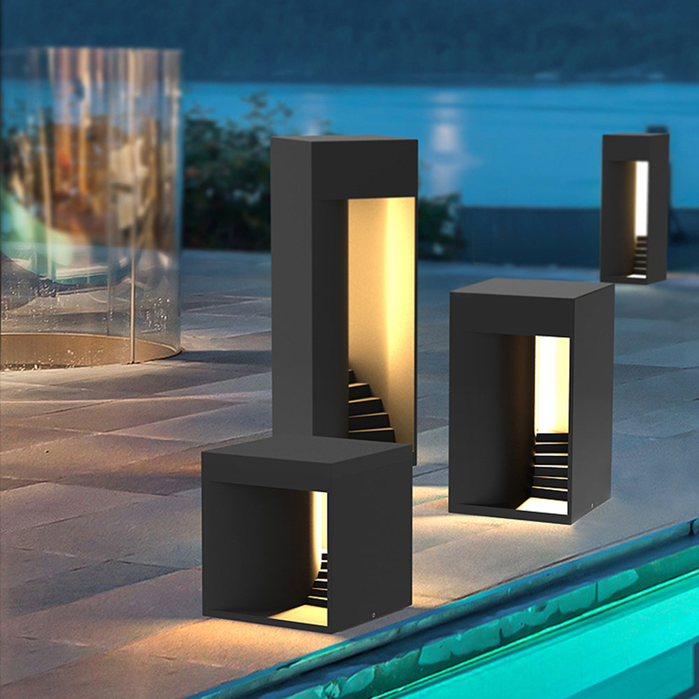 NOXA - Lampadaire Extérieur Solaire Cube Simple, Noir