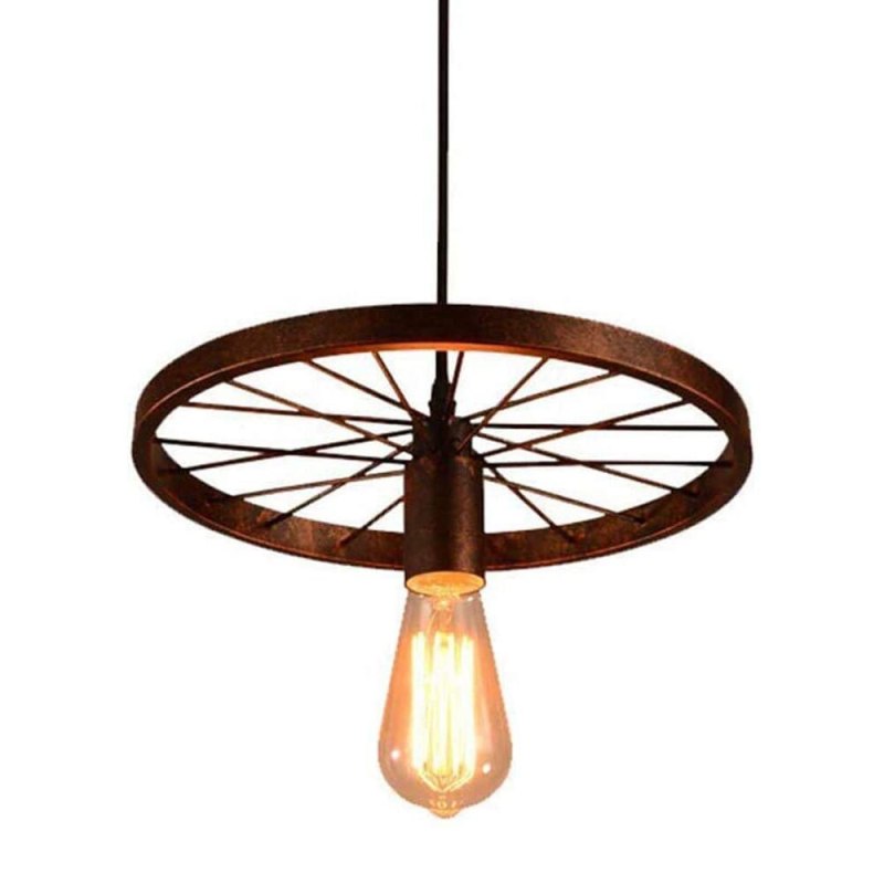 ROULA - Luminaire Suspendu Rond Vintage, Noir/Rouille