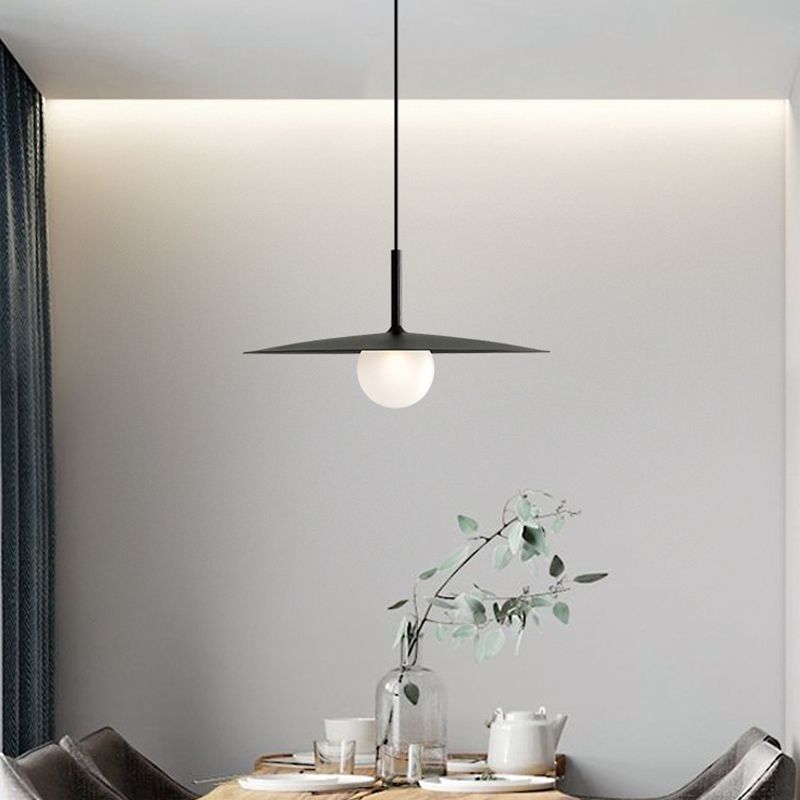 DUCCI - Lustre Suspension Dôme Moderne, Métal/Verre, Noir/Blanc/Gris