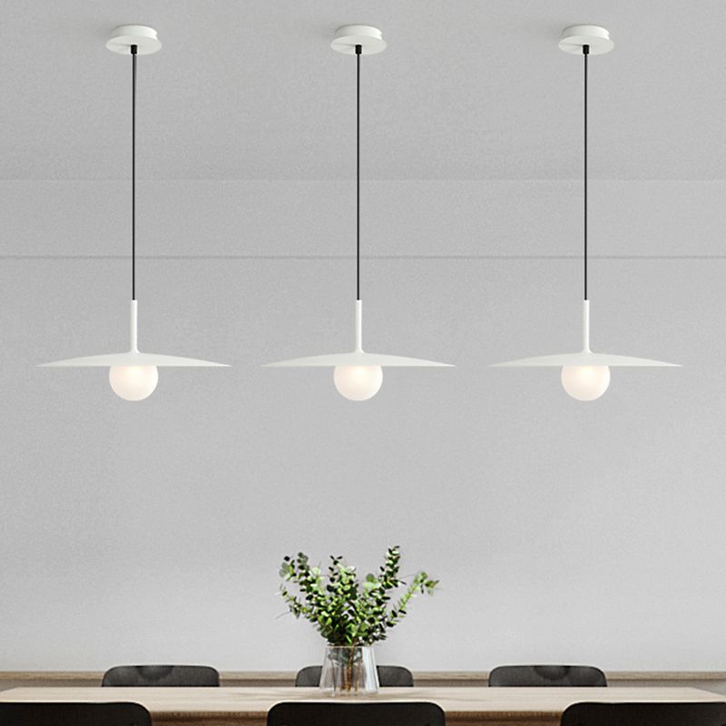 DUCCI - Lustre Suspension Dôme Moderne, Métal/Verre, Noir/Blanc/Gris
