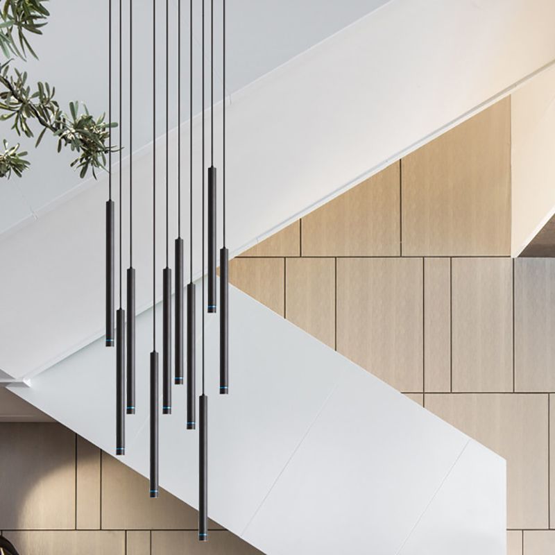 LUMI - Luminaire Suspension Moderne, Métal, Noir/Blanc