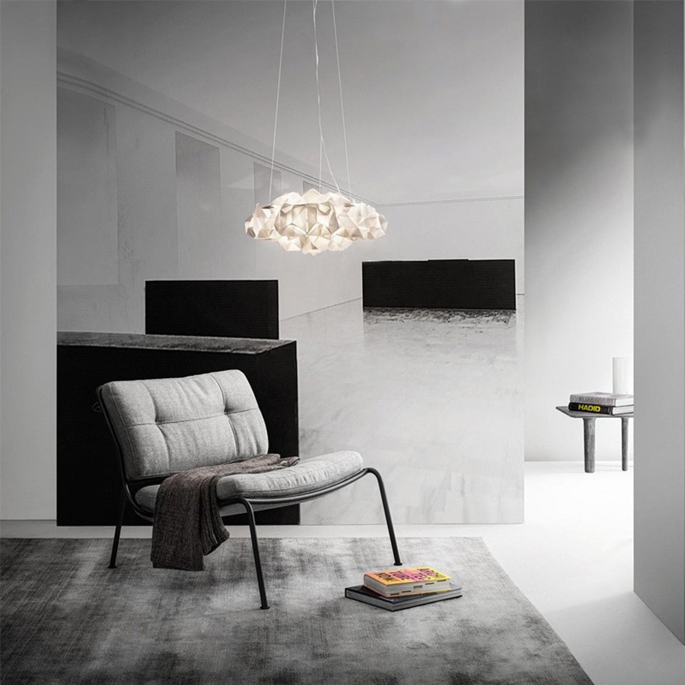 MODA - Lustre Suspension Moderne Géométrique, Acrylique/Métal, Blanc.