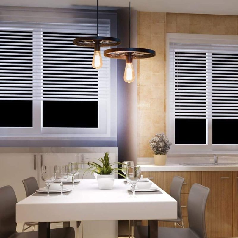 ROULA - Luminaire Suspendu Rond Vintage, Noir/Rouille